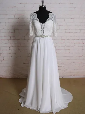 Beach Wedding Dresses with Sleeves,Elegant Wedding Dress,WD00365