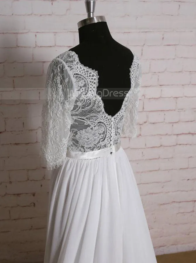 Beach Wedding Dresses with Sleeves,Elegant Wedding Dress,WD00365