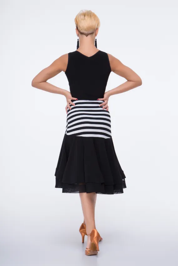 Black and white striped midi skirt for ballroom
