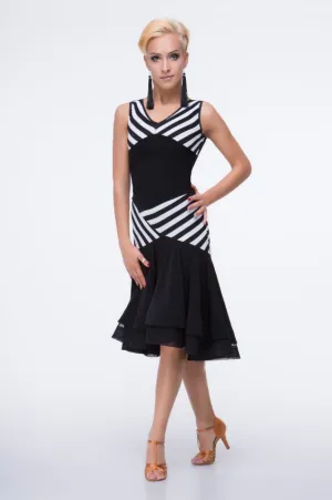 Black and white striped midi skirt for ballroom