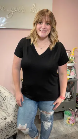 Black V-Neck Tee