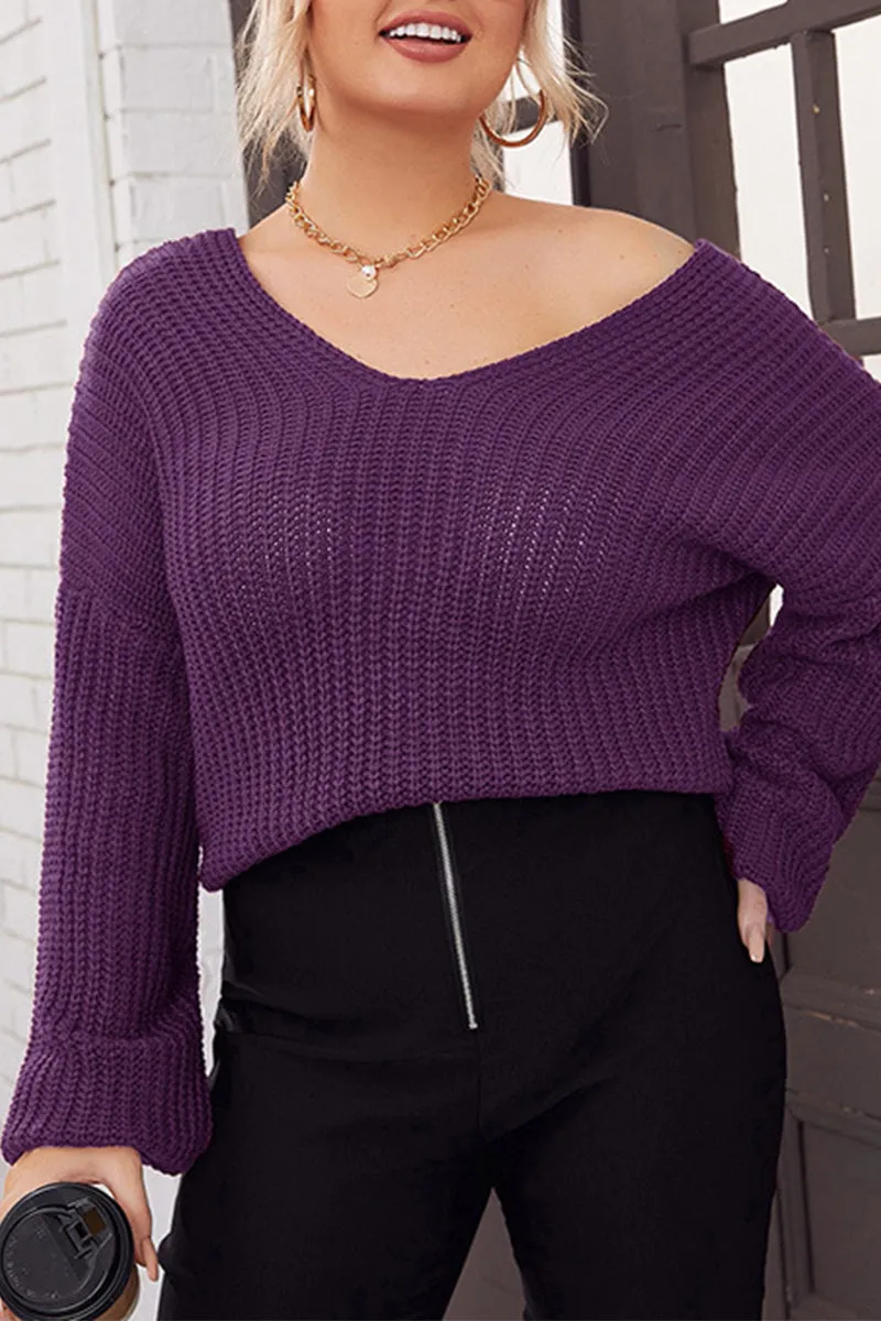 hulianfu Casual Simplicity Solid V Neck Plus Size Tops