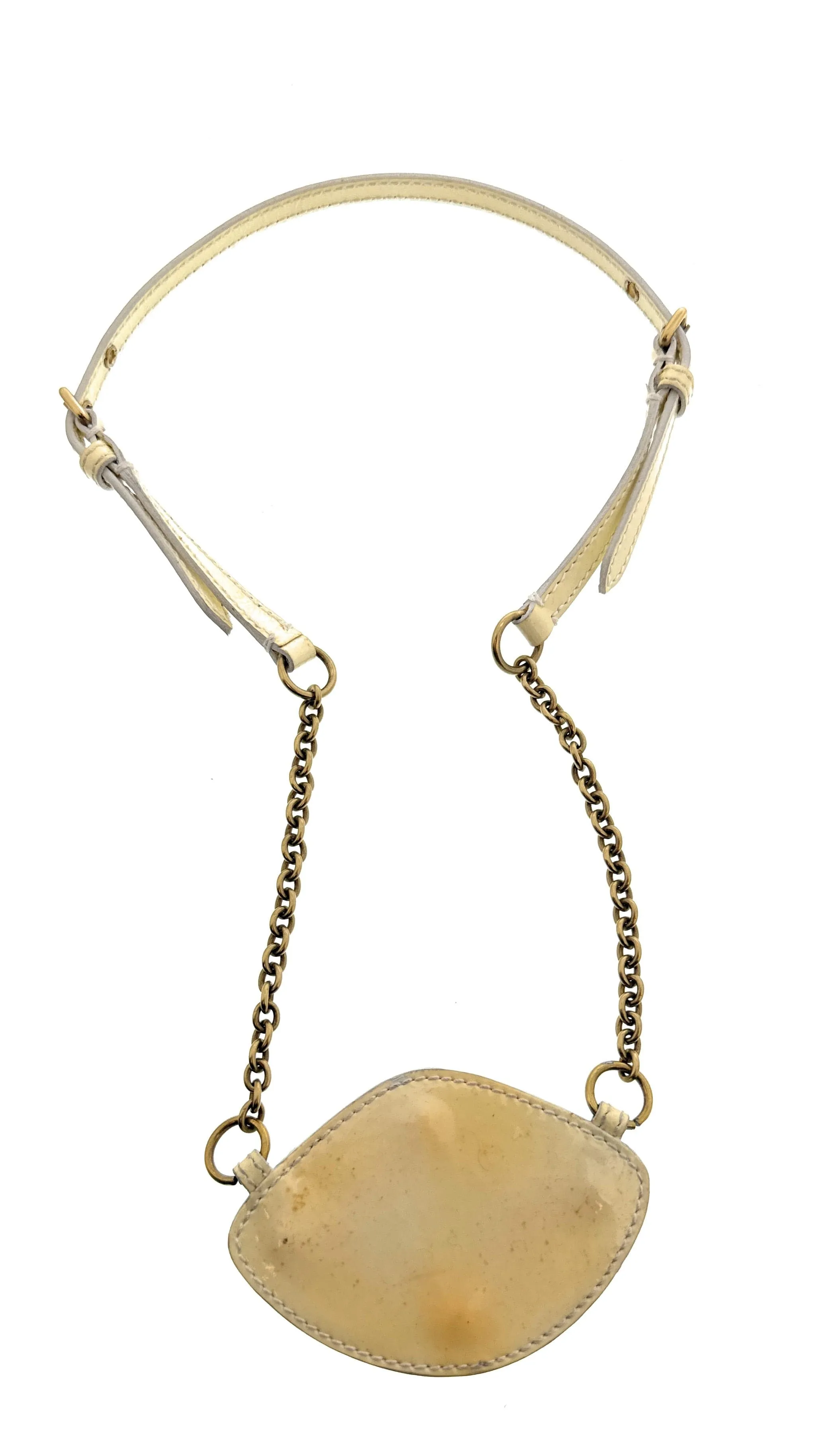 Miu Miu White Brass Plate Statement Curb Chain Pendant Necklace-One Size