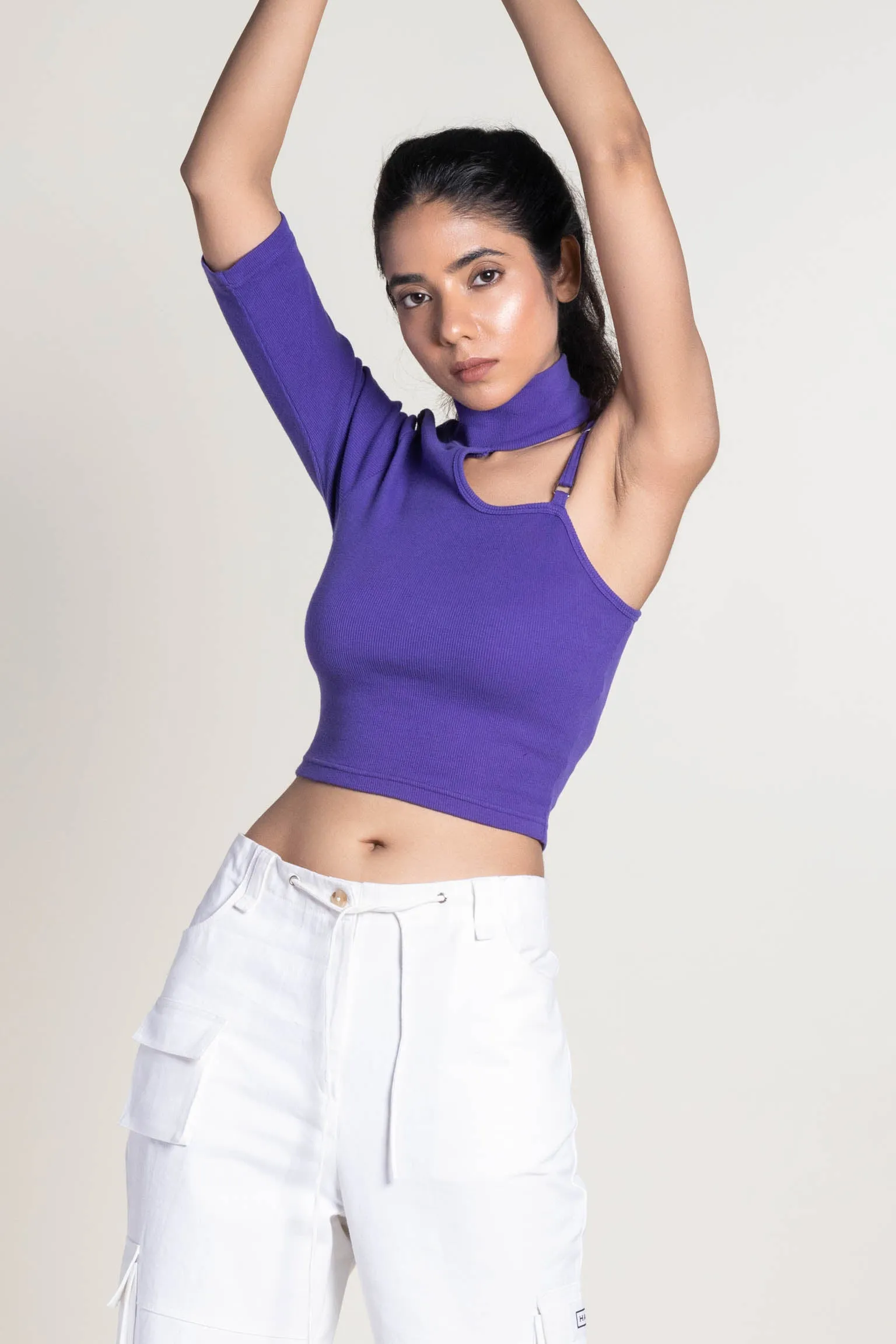 One shoulder rib top